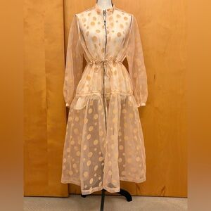 DEAR Petite - Elegant Sheer Polka Dot Dress